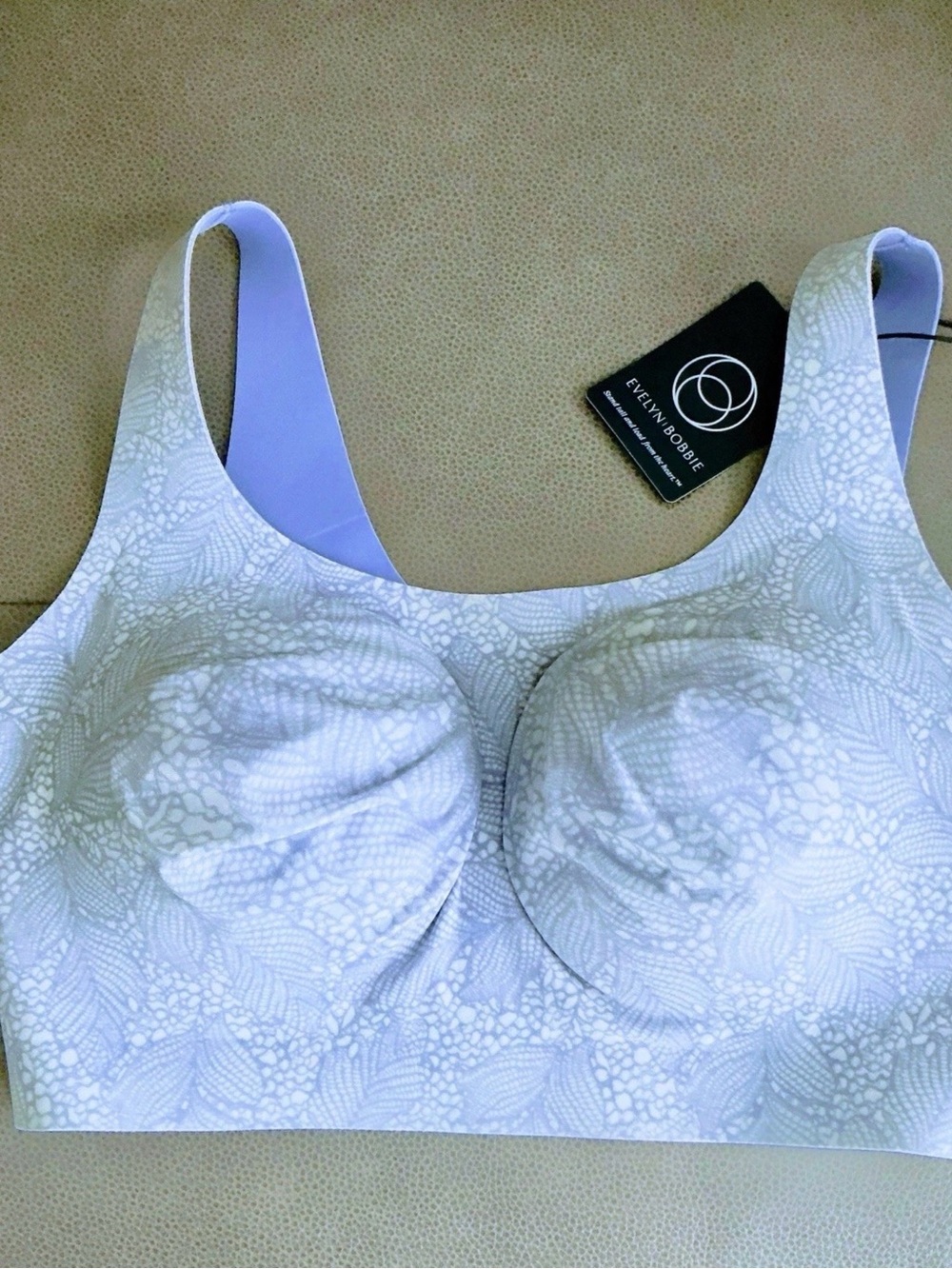 Evelyn & Bobbie, Bobbie Scoop Bra, Moonstone Blue pattern, size M